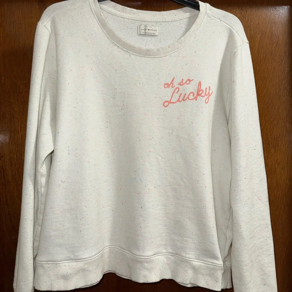 Lucky Brand Speckled Cream Sweatshirt - Picture 1 of 5